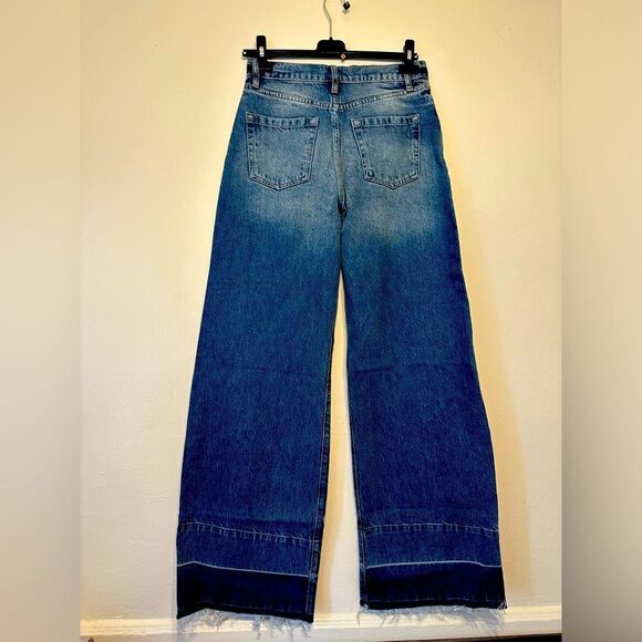 Women’s Frame mosaic high waist raw hem wide leg le palazzo jeans size 25, NWT - Picture 7 of 15